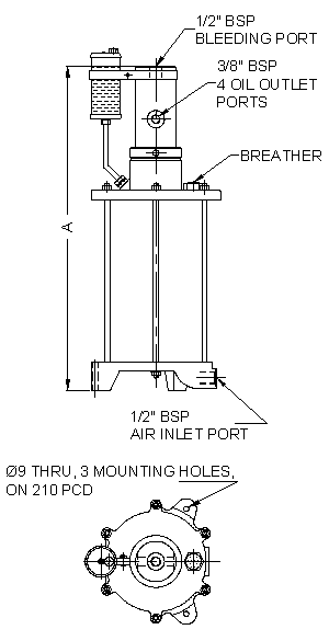 Hydropneumatic Intensifier Dimension Drawing