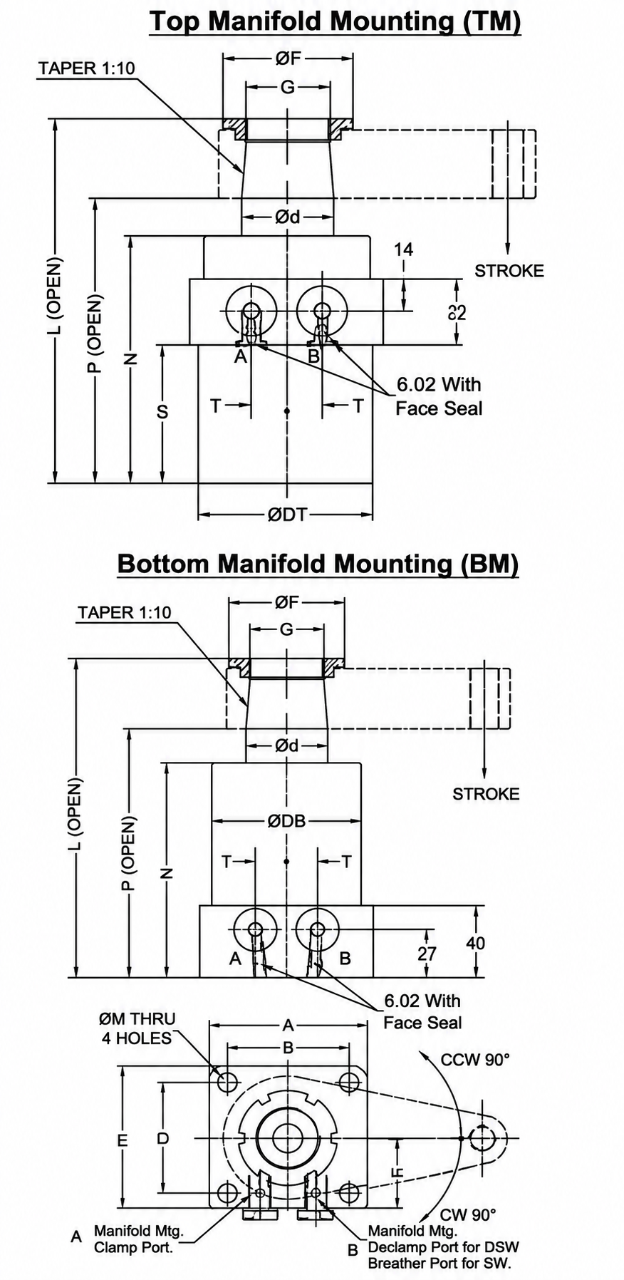 Manifold Port Cylinder Dimension
