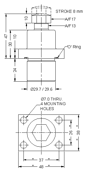 work Support Manifold Mounting Flange Type Dimensional Drawing